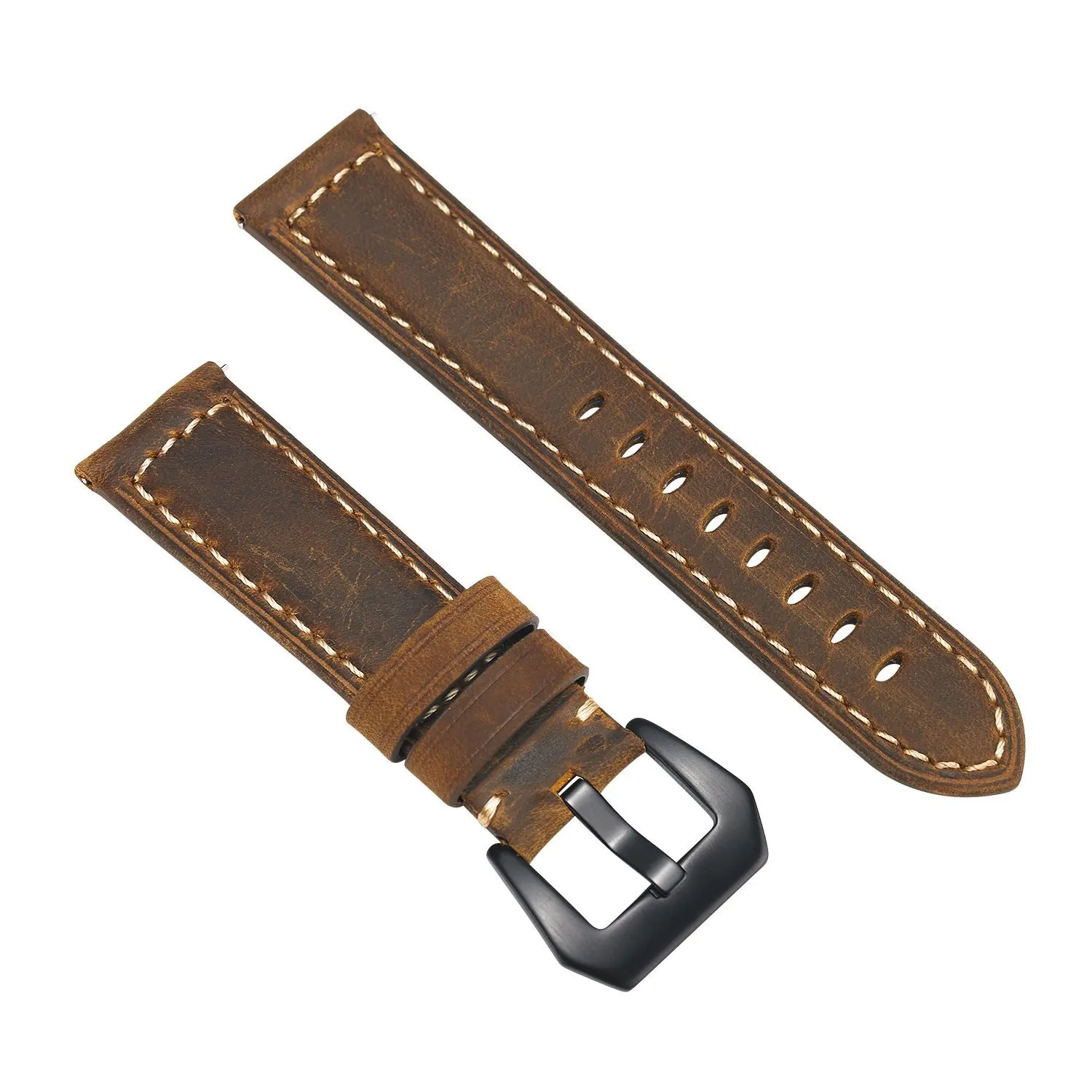 Ремешок из натуральной кожи Crazy Horse с черной пряжкой Для Fitbit Versa 2 / Lite 1/ SE - купить по