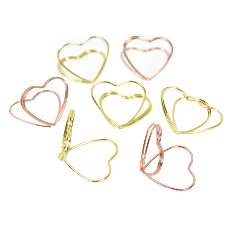 

15/30Pcs Metal Memo Holder Double Layer Heart Shape Placecard Holder Photo Clip Stand Wedding Banquet Table Message Holders