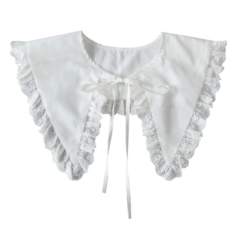 

Милый ложный воротник для женщин и девочек, плиссированный ажурный цветочный воротник, кавайный студенческий воротник, галстук, рубашка, св...