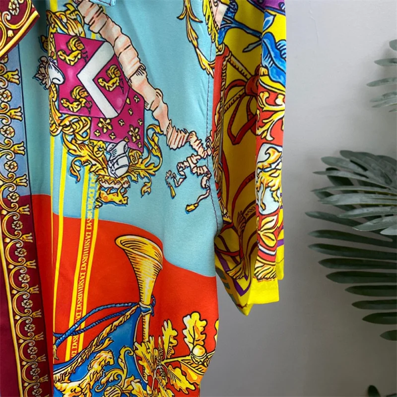 Роскошная брендовая королевская рубашка с золотым принтом Мужская Дизайнерская