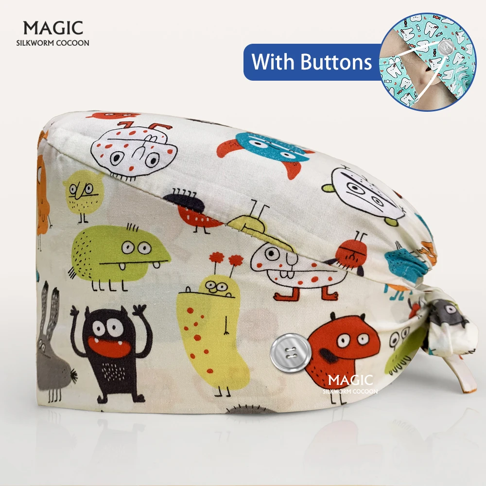 

Scrubs Women Nurse Cap Animal Print Nurse Hat Surgicals Hat Pharmacy Nursing Cap Laboratory Dust-proof Pet Hospital Doctor Hat