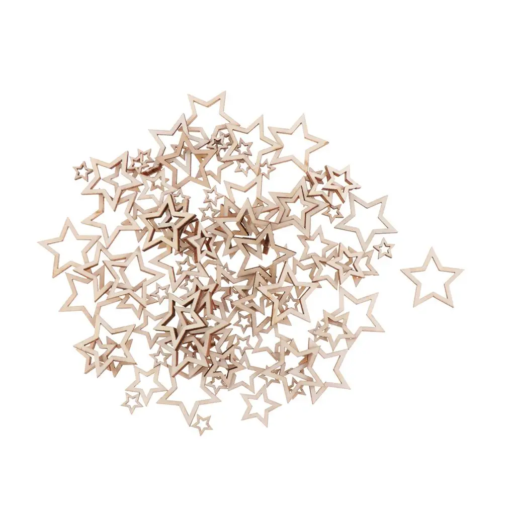 

100 Pieces Natural Wood Unfinished Cutout Slices for DIY Crafting Decoration