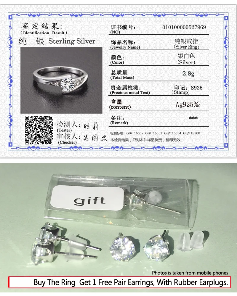 0.5 Carat Cubic Zircon Engagement Ring Romantic Fine Jewelry Pure White Gold Color Tibetan Silver Wedding Band Gift for Women