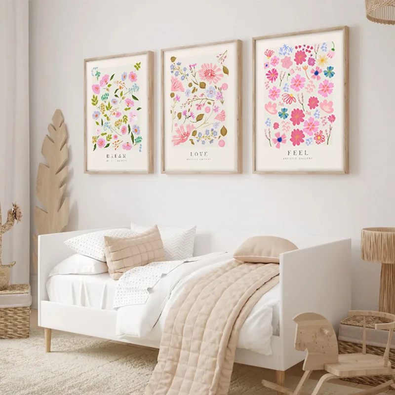 Розовый цветочный рынок модная картина на холсте авангардный эстетический