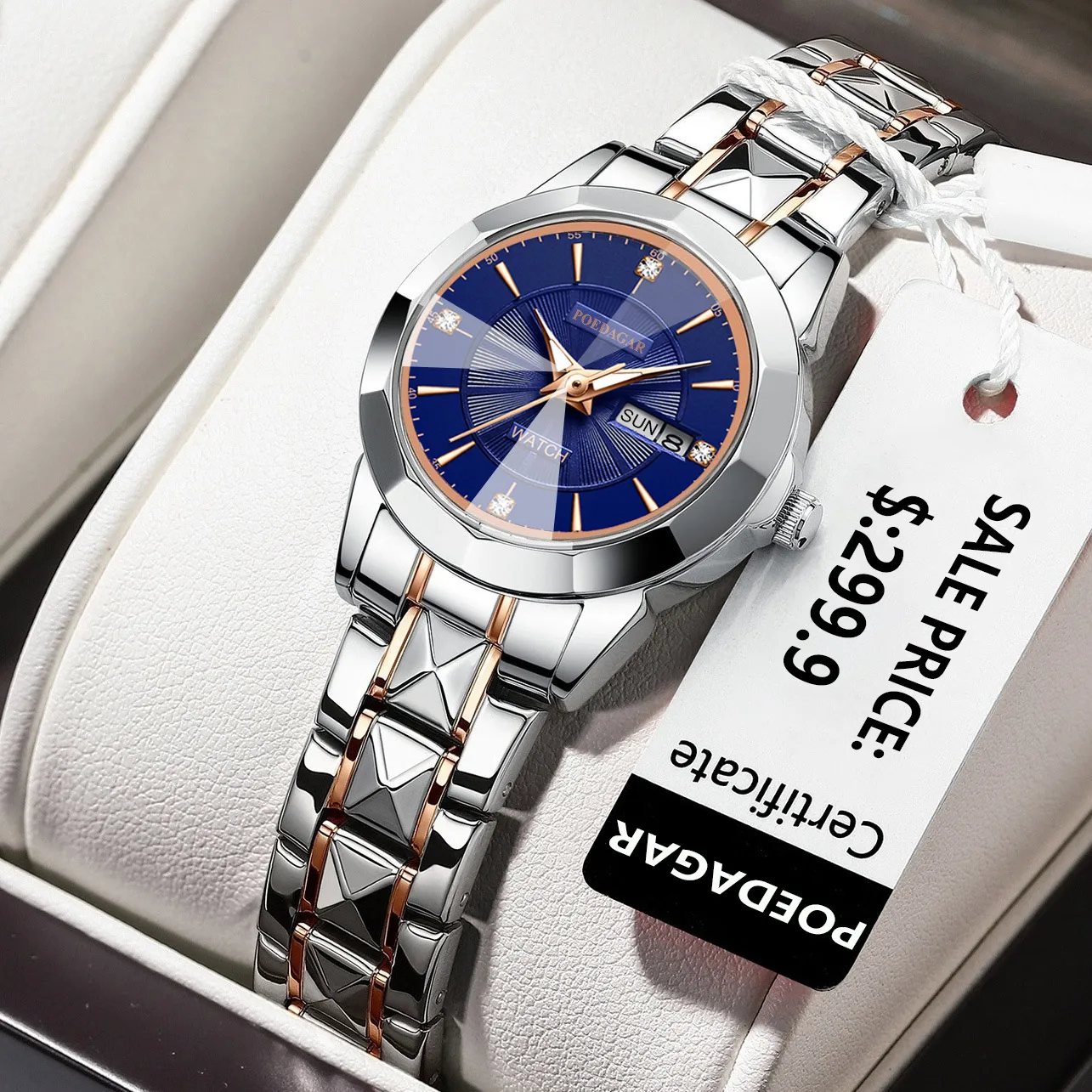 Enlarge POEDAGAR Luxury Ladies Watches Fashion Casual Stainless Steel Luminous Waterproof Quartz Women's Watches Dress Clock Reloj Mujer