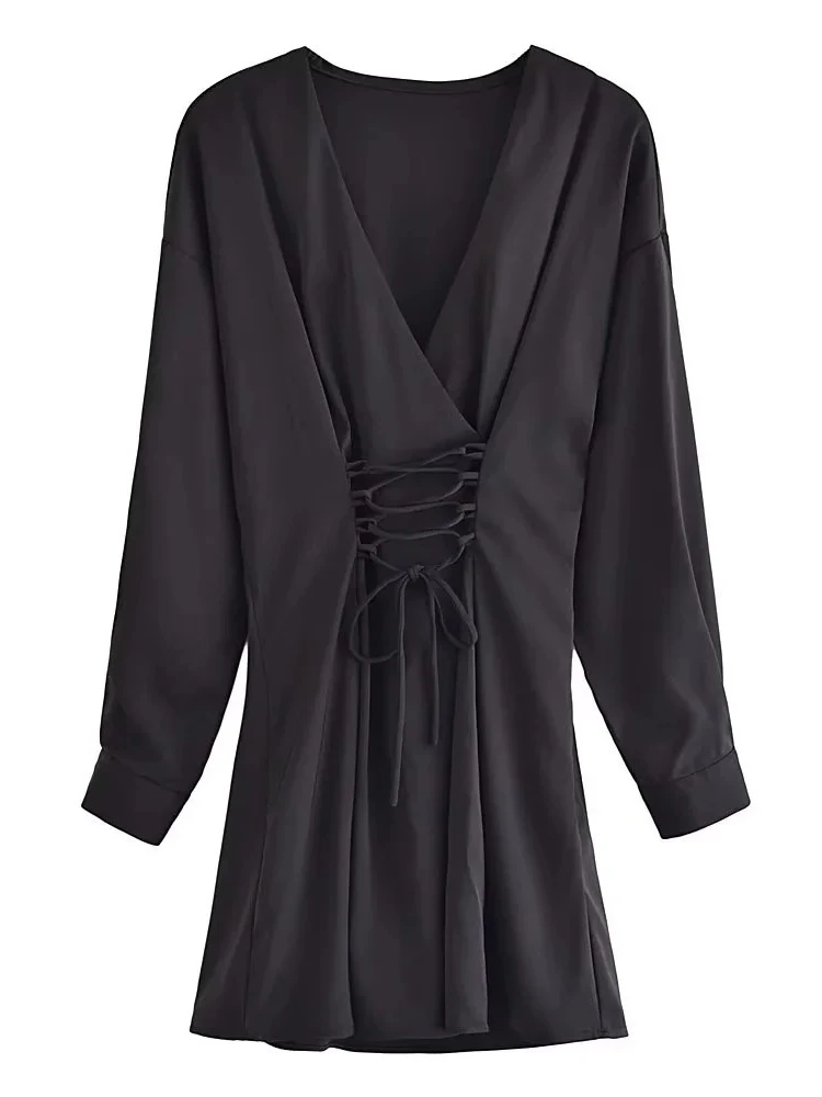 

Merodi модное женское платье с регулируемой завязкой с высокой талией, летнее платье для девушек с V-образным вырезом и длинным рукавом, белые т...