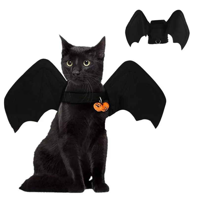 

Cat Clothes Halloween Dog Costumes Pet Clothes Bat Wings Bells Fancy Dress Costume Outfit Wings Cat Costumes Photo Props