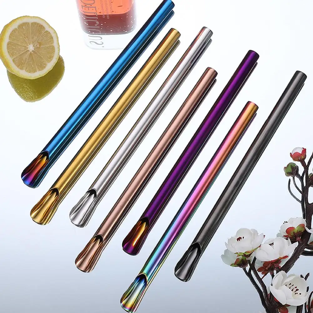 

Multifunction Milkshake Portable Bubble Tea Drinking Tableware Smoothie Steel Stainless Straw Spoon Party Boba Stirring Str F6L6