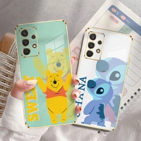 winnie the pooh stitch sweet disney cell gold plating colors case funda for samsung galaxy a51 a12 a52 a71 4g 5g a32 a21s