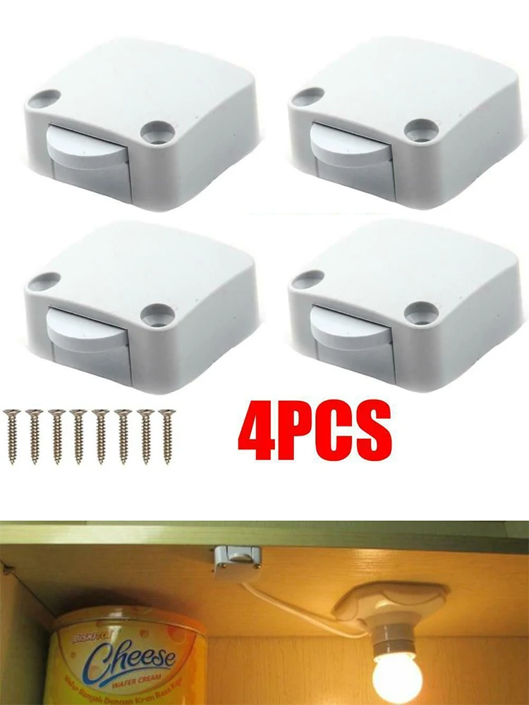 

4pcs 32x34x15.7mm Self-resetting Closed White Switch With Screws Wardrobe Light Cupboard Doors Sliding Doors Control Switches