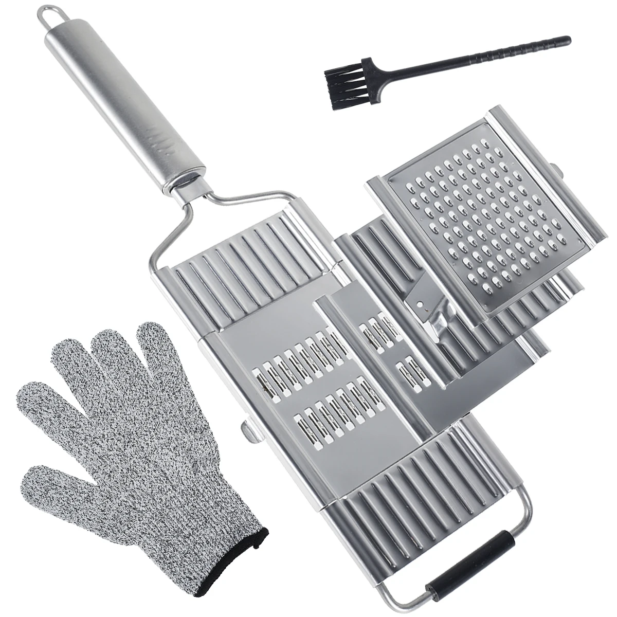 

4 In 1 Multi-purpose Vegetable Grater Handheld Vegetable Chopper with 4 Replacement Sharp Blades Stainless Steel Vegetable Cutte