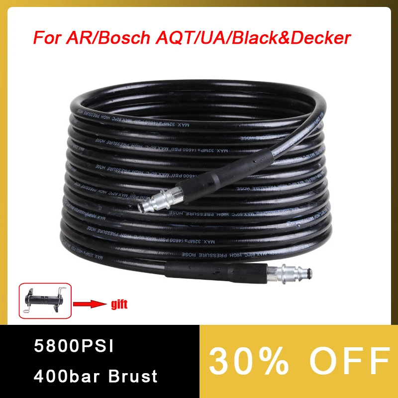 8~20m High Pressure Washer Hose Pressure Water Cleaning Hose Pipe Cord for AR/BOSCH AQT UA/Black DECKER Quick Connector