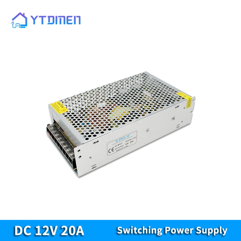 

Трансформатор для светодиодного драйвера, 240 Вт, 110 В переменного тока в 12 В постоянного тока, 20 А, адаптер питания, импульсный источник питан...