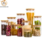 Кухонные банки для хранения продуктов, прозрачные стеклянные банки с бамбуковой крышкой, герметичные банки, банки для специй, коробка для конфет, кухонная банка для хранения