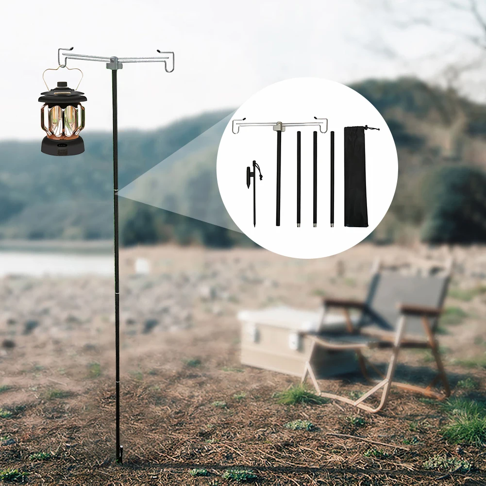 

Outdoor Lantern Stand Portable Folding Lamp Hanging Pole Aluminum Alloy Light Holder for Outdoor Camping Picnic Fishing BBQ