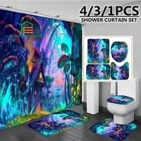 mandala mushroom print 3d shower curtain waterproof polyester bathroom curtain anti slip bath mat set toilet rug home decor