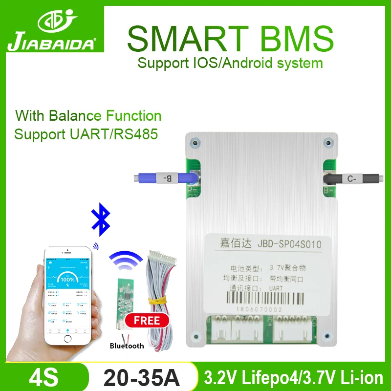 

JBD Smart Bms 12V 4S 20A 35A Bluetooth для 3,2 V Lifepo4 литиевая батарея 3S 25A один и тот же порт баланс