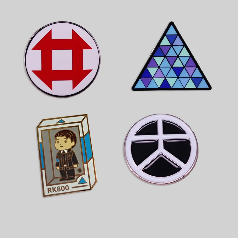 Высококачественный эмалированный значок для детей из Детройта RK800, Коллекция игр, значок с треугольным Скосом для мужчин и женщин, модный значок Высококачественный эмалированный значок для детей из Детройта RK800, Коллекция игр, значок с треугольным Скосом для мужчин и женщин, модный значок