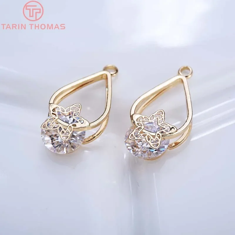 (1162) 4 шт. 11x12 мм 24 К золотого цвета латунь с цирконом овальная виноградная лоза