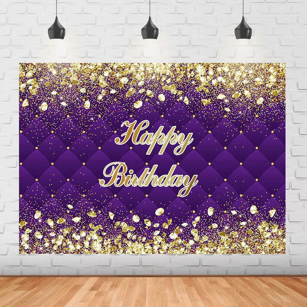 

Фиолетовый фон для дня рождения, Золотой блестящий Сияющий горошек, фон для Фотокабины, тематическое украшение для дня рождения, празднично...