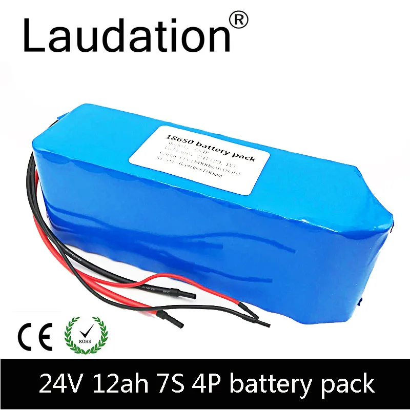 

Laudation 24V Electric Bicycle Lithium Ion Battery 12.8ah 29.4V 12800mAh 15A BMS 250W 350W 18650 Battery Pack Wheelchair Motor