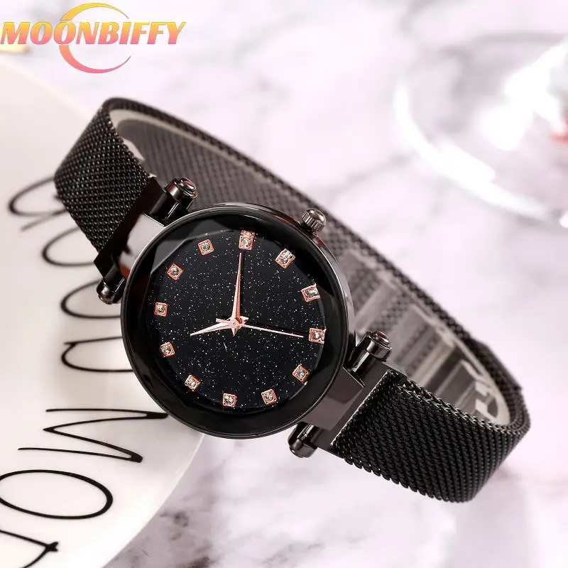 

Diamond-Encrusted Milan Simple Strap Magnet Design Pretty Watch Quartz Women's Watch Starry Sky Watch Hot Anniversary Gifts