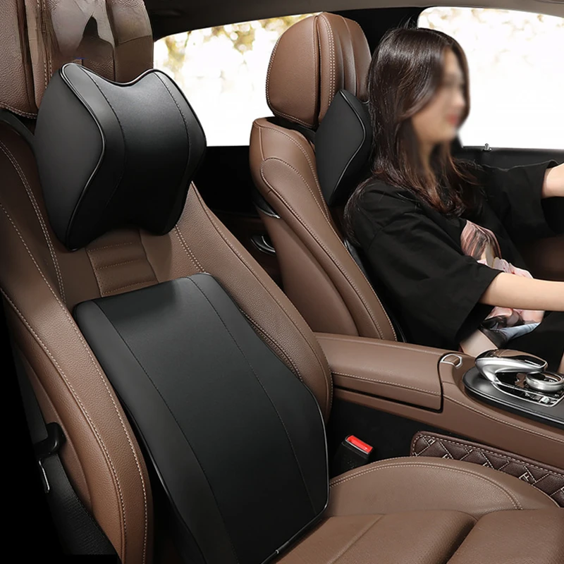 

Car Pillow Headrest Neck Rest Head Support Cushion Car Breathable Memory Foam Slow Rebound Guard Car Lumbar Pillow Universal