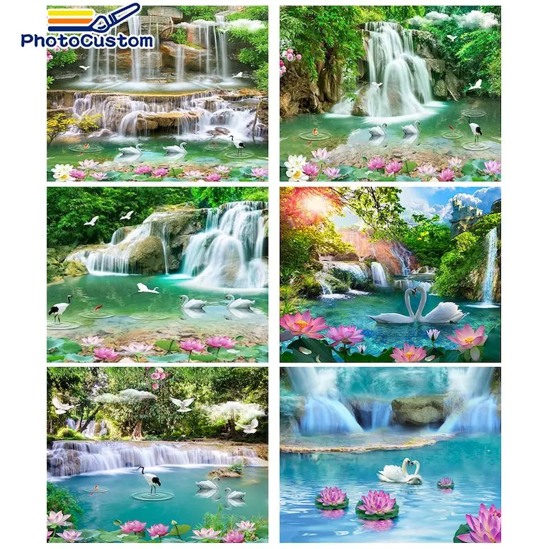 

PhotoCustom 5D DIY Diamond Painting Animals swan Kits Diamond Embroidery Cross Stitch For adult Mosaic Home Decoration