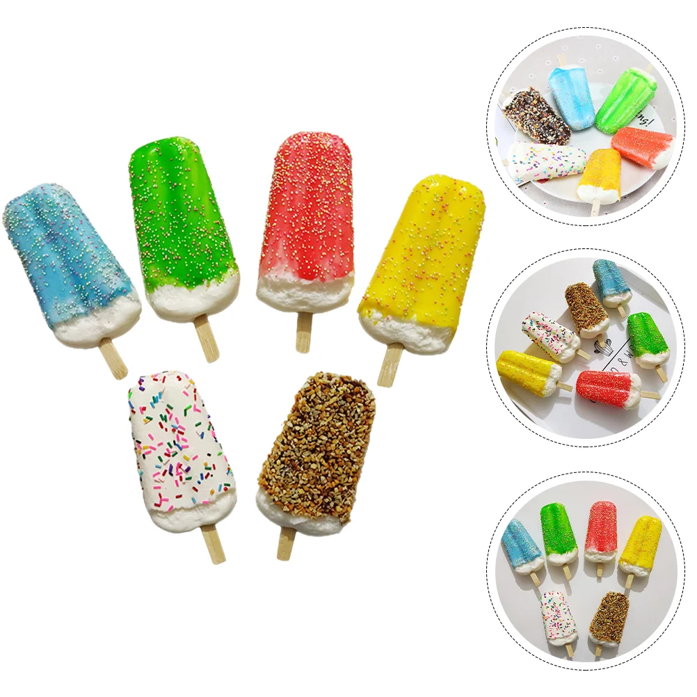 

6pcs Simulated Fake Ice Candy Realistic Fake Ice Cream Props Stick Ice Cream Models Display Ice Cream Models