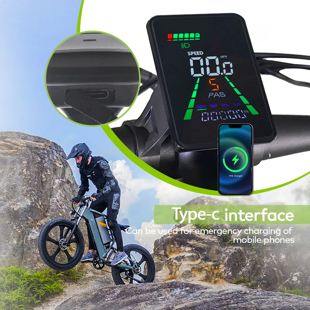 Фото L5【UART2】EBike Дисплей Экран Метр Fatbike Компьютер Панель управления скоростью Спидометр для аксессуаров для велосипеда №5