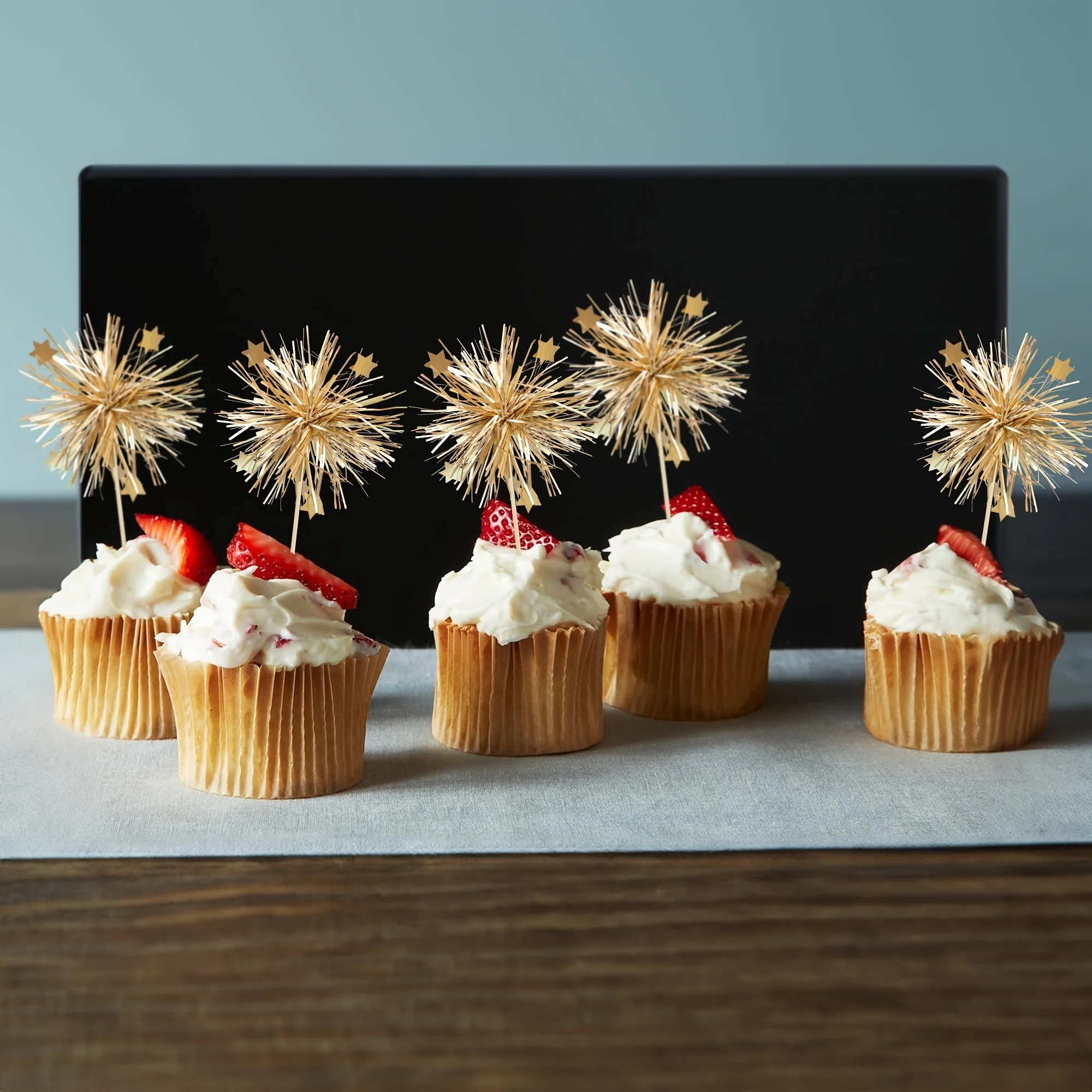 Золотые фольгированные украшения для кексов