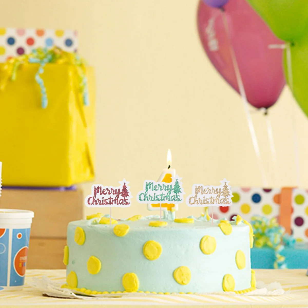 

Christmas Cupcake Topper Cake Tree Toppers Pickdecoration Party Glitter Appetizer Snowman Elf Decorating Cakes Stick Holiday