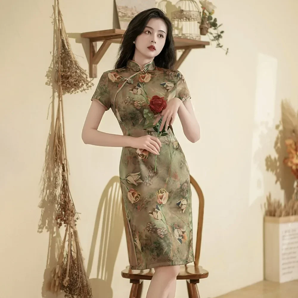 Cheongsam Qipao модная одежда повседневное элегантное винтажное платье в этническом