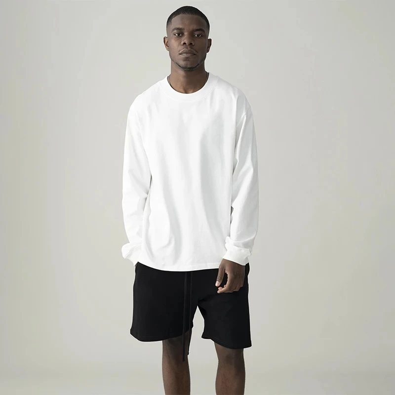 

Men's Solid Color Long Sleeve T shirts High Street Hip hop T-shirt Oversized Unisex High Quality Long Sleeve T-shirts