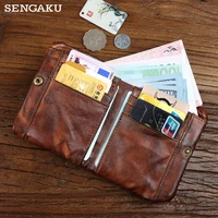2021 genuine leather wallet for men male vintage cowhide short bifold mens purse card holder with zipper coin pocket money bag