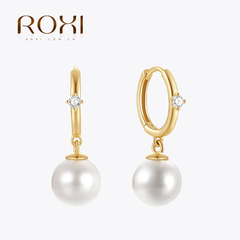 

ROXI 100% 925 Sterling Silver Ball Shaped Pearl Pendant Classic Women's Earrings Summer Beach Travel Daily Wear Birthday Jewelry