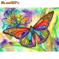 ruopoty framed painting by numbers kits for adults children handmade unique gift butterfly animal paint by number home decors