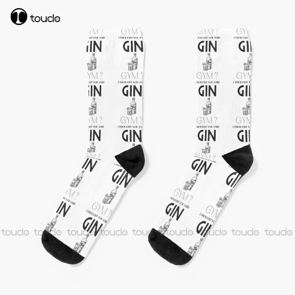 

Gym I Thought You Said Gin Socks Womens White Socks 360° Digital Print Personalized Custom Unisex Adult Teen Youth Socks Art