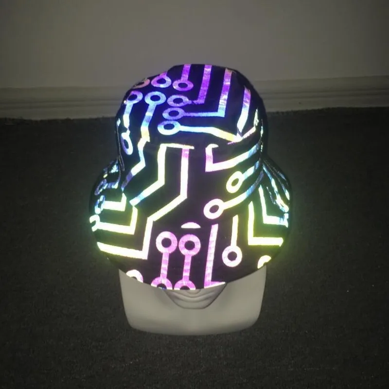 Панама Светоотражающая для мужчин и женщин шапка в стиле панк/Рок/хип-хоп с