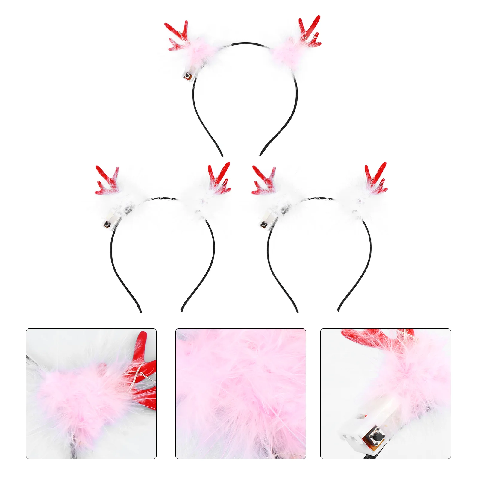 

3 pcs LED Headbands Lovely Hair Hoop Headpiece Party Favors for Kids Adults