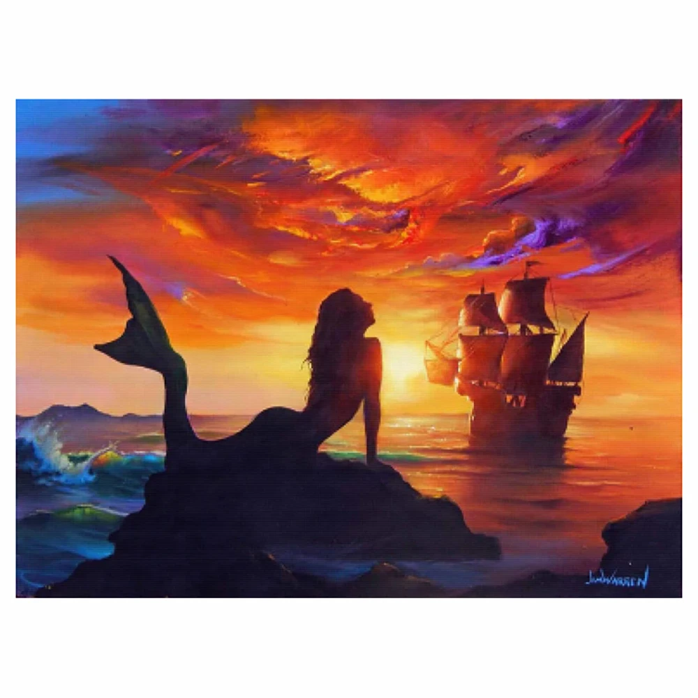 

Алмазная 5D живопись «сделай сам», Набор для вышивки с красивыми животными русалки, мозаика с закрытым рисунком, подарок для домашнего декор...