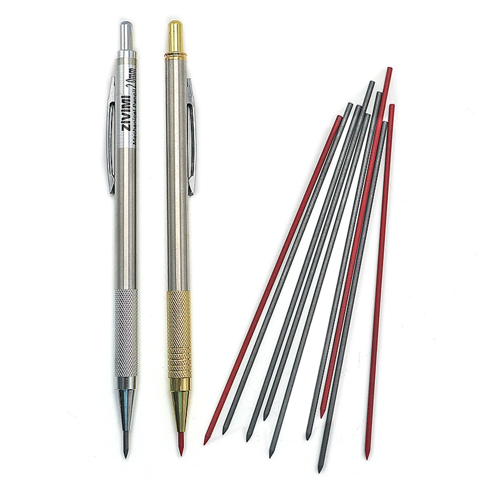 

Механический карандаш 2,0 мм, золотистый, серебристый металлический автоматический карандаш для рисования скетчей, для столярных работ, кан...