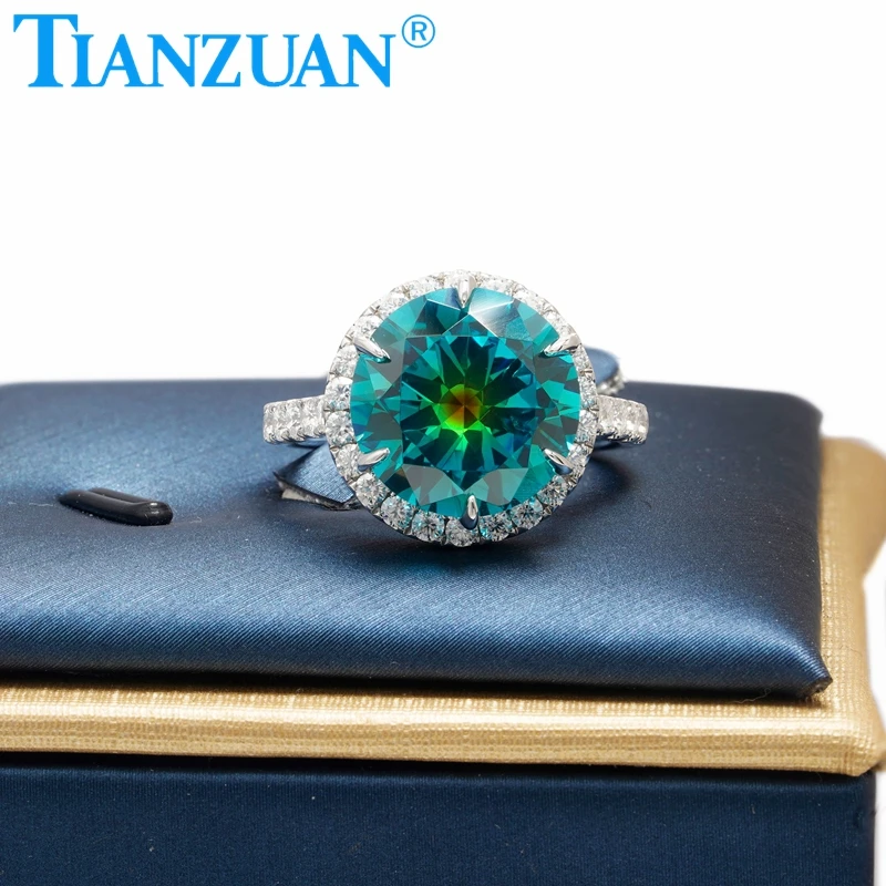 Hot Sale 925 Silver Eye Shape Aqua Blue Zircon Rings Side Stone Moissanite Wedding Party Gifts Fine Jewelry Everyday Accessories