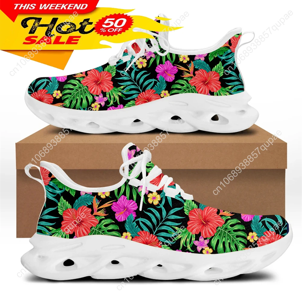 Тропические Гавайи гибискус кроссовки на плоской подошве с цветочным принтом
