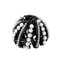hairpin pearl rhinestone design handmade plastic women horsetail buckle clips for daily wear
