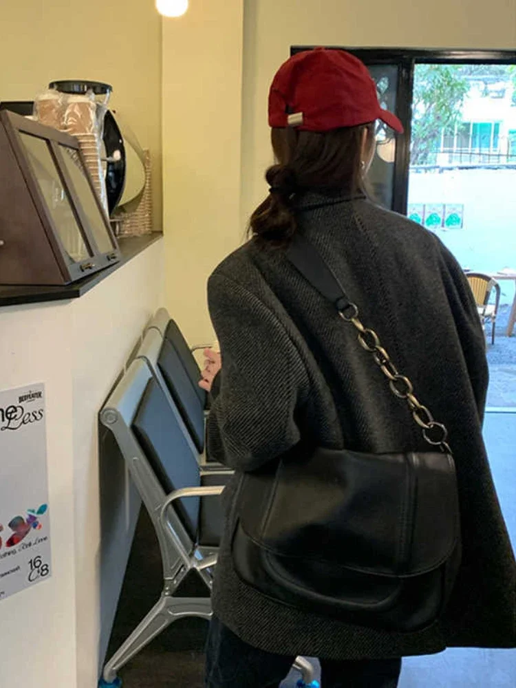 

UNXX осенне-зимняя женская одежда, новое свободное шерстяное пальто, женский пиджак, модный трендовый Блейзер большого размера в полоску, пальто в стиле Харадзюку