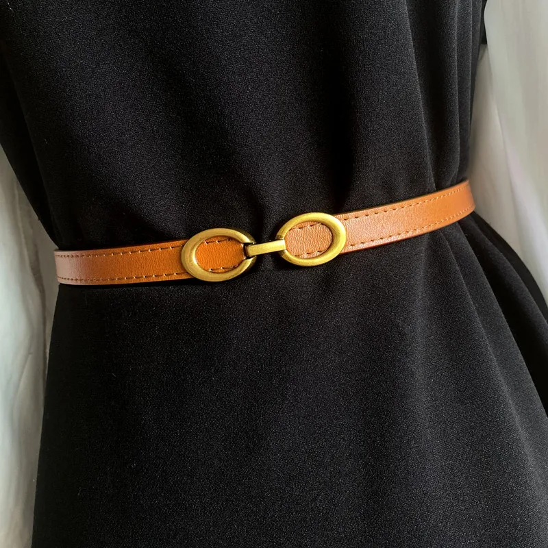 

Women's Thin Belt Leather Fashion Simple Decorative Dress Shirt With Suit Waisted Ladies Multi Color Versatile Buckle Belts