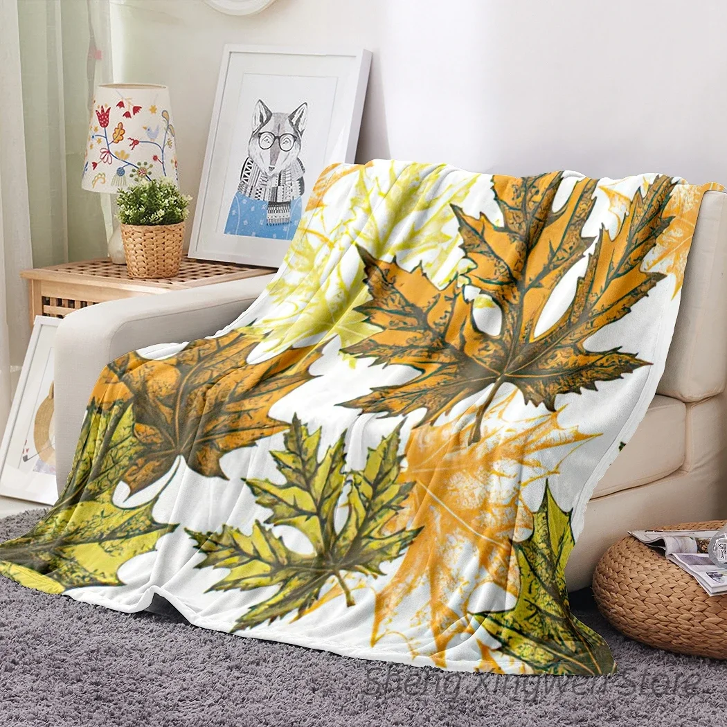 Фланелевое Одеяло в клетку буйвола мягкое покрывало виде листьев желудей тыкв