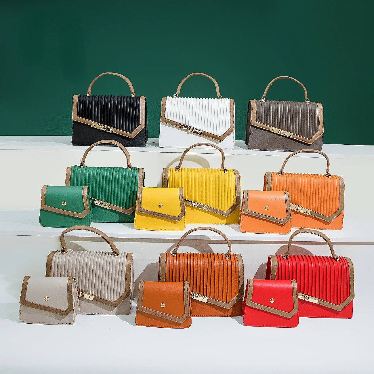 

Folds Luxury Set 2 Pcs Purses and Handbags Women Fashion Designer Crossbody Chain Adies High Quality Bags Bolsos Bolsa Feminina