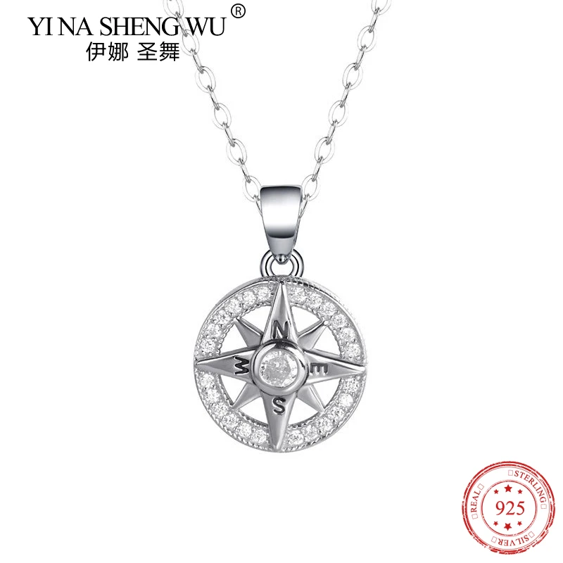

Женское колье из серебра 925 пробы с подвеской, восьмиконечная звезда, характерное простое ожерелье, модное женское универсальное ювелирное изделие